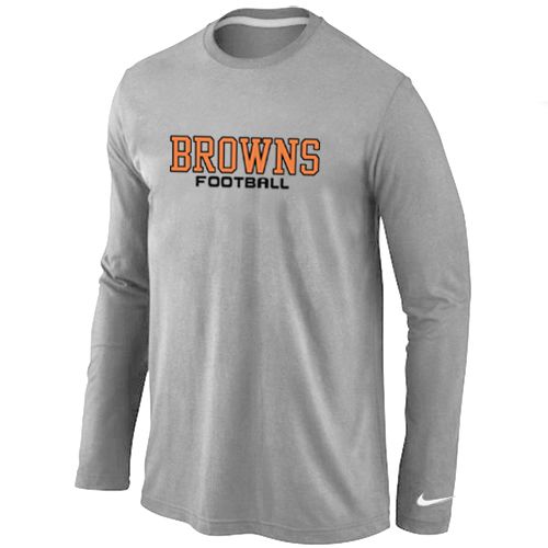 Nike Cleveland Browns Authentic Font Long Sleeve NFL T-Shirt - Grey